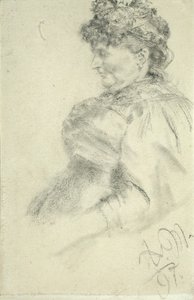 Dame de profil vers la gauche - Adolph Menzel